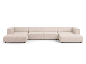 Cosmopolitan Design - Divano panoramico "Arendal" 6 posti in ciniglia beige 