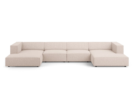 Cosmopolitan Design - Divano panoramico "Arendal" 6 posti in ciniglia beige 