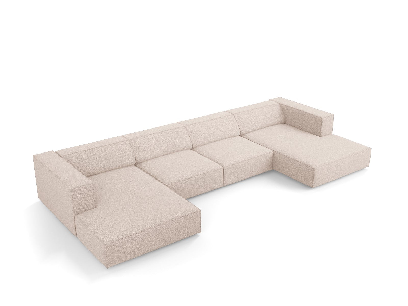 Cosmopolitan Design - Divano panoramico "Arendal" 6 posti in ciniglia beige 