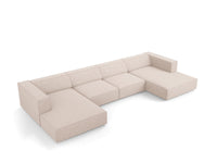 Cosmopolitan Design - Divano panoramico "Arendal" 6 posti in ciniglia beige 