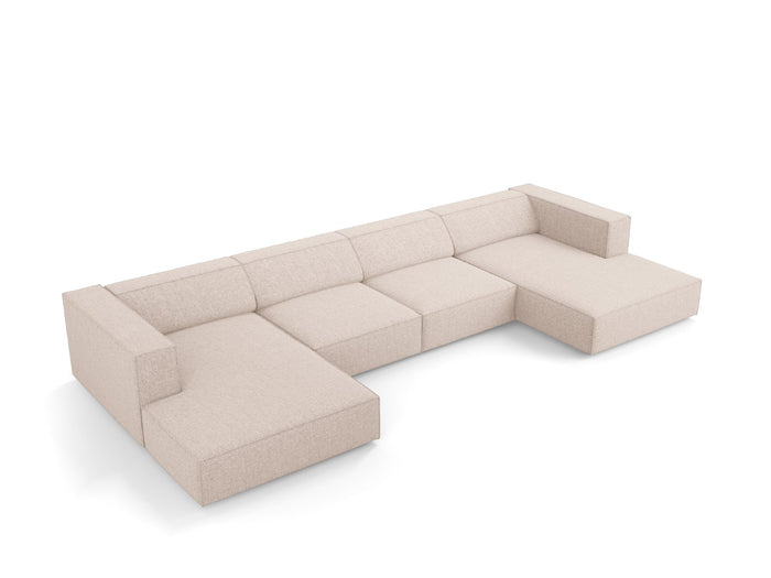 Cosmopolitan Design - Divano panoramico "Arendal" 6 posti in ciniglia beige 