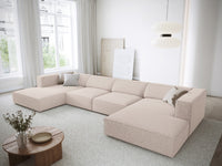 Cosmopolitan Design - Divano panoramico "Arendal" 6 posti in ciniglia beige 