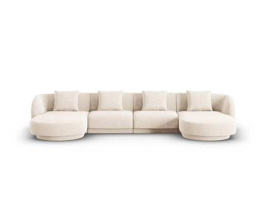 Cosmopolitan Design - Divano panoramico "Tulum" 5 posti in ciniglia beige chiaro 