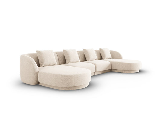Cosmopolitan Design - Divano panoramico "Tulum" 5 posti in ciniglia beige chiaro 