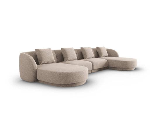 Cosmopolitan Design - Divano panoramico "Tulum" 5 posti in ciniglia beige 