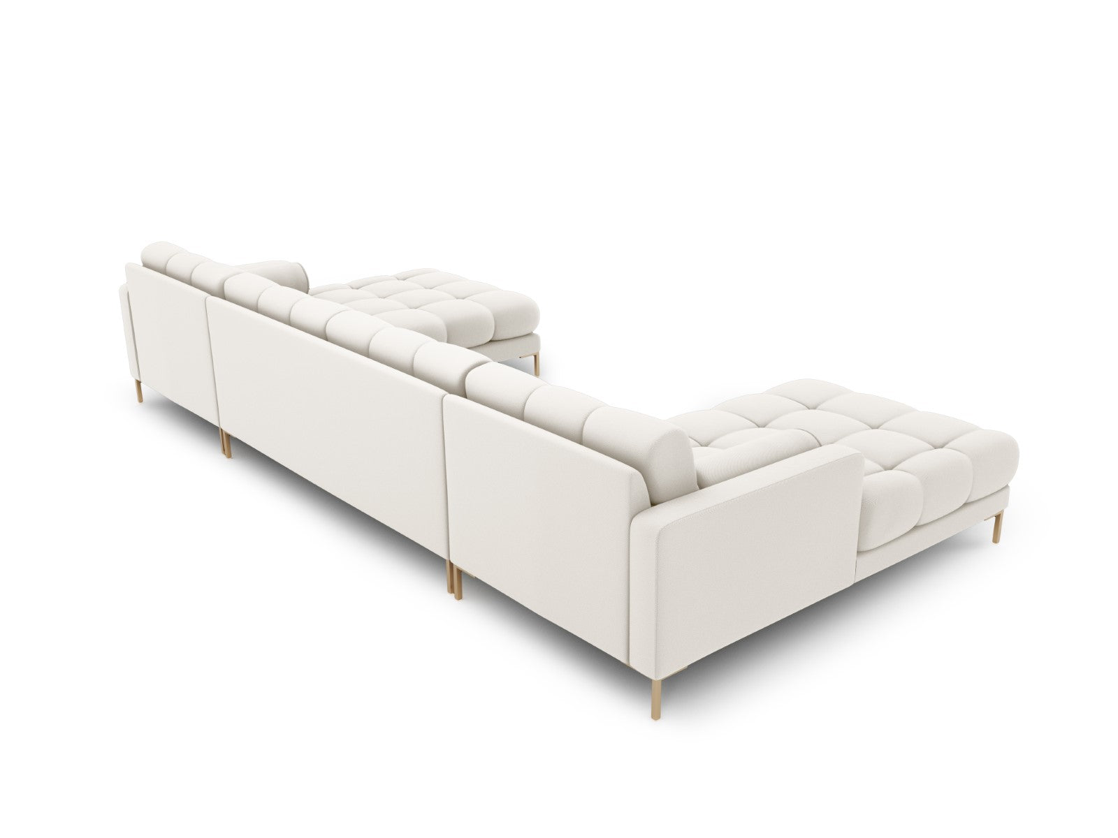 Cosmopolitan Design - Divano panoramico "Bali" 7 posti in tessuto strutturato beige chiaro 