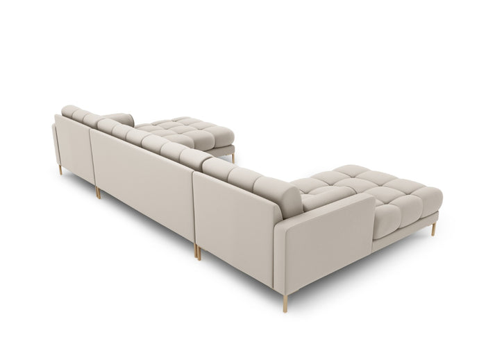 Cosmopolitan Design - Divano panoramico "Bali" 7 posti in tessuto strutturato beige 