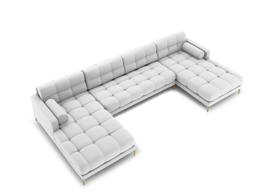 Cosmopolitan Design - Divano panoramico "Bali" 7 posti in tessuto strutturato grigio chiaro 