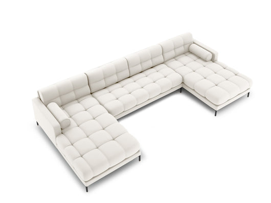 Cosmopolitan Design - Divano panoramico "Bali" 7 posti in tessuto strutturato beige chiaro 