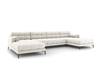 Cosmopolitan Design - Divano panoramico "Bali" 7 posti in tessuto strutturato beige chiaro 