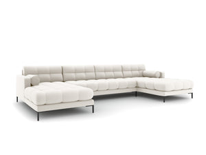 Cosmopolitan Design - Divano panoramico "Bali" 7 posti in tessuto strutturato beige chiaro 