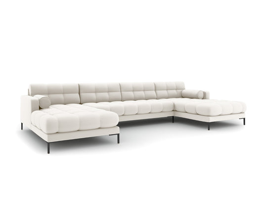 Cosmopolitan Design - Divano panoramico "Bali" 7 posti in tessuto strutturato beige chiaro 