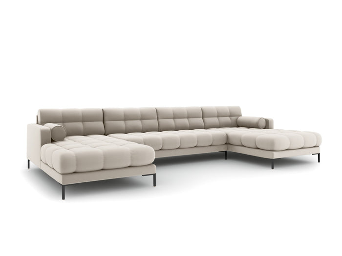 Cosmopolitan Design - Divano panoramico "Bali" 7 posti in tessuto strutturato beige 