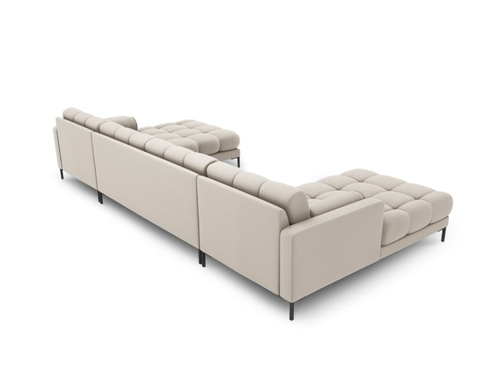 Cosmopolitan Design - Divano panoramico "Bali" 7 posti in tessuto strutturato beige 