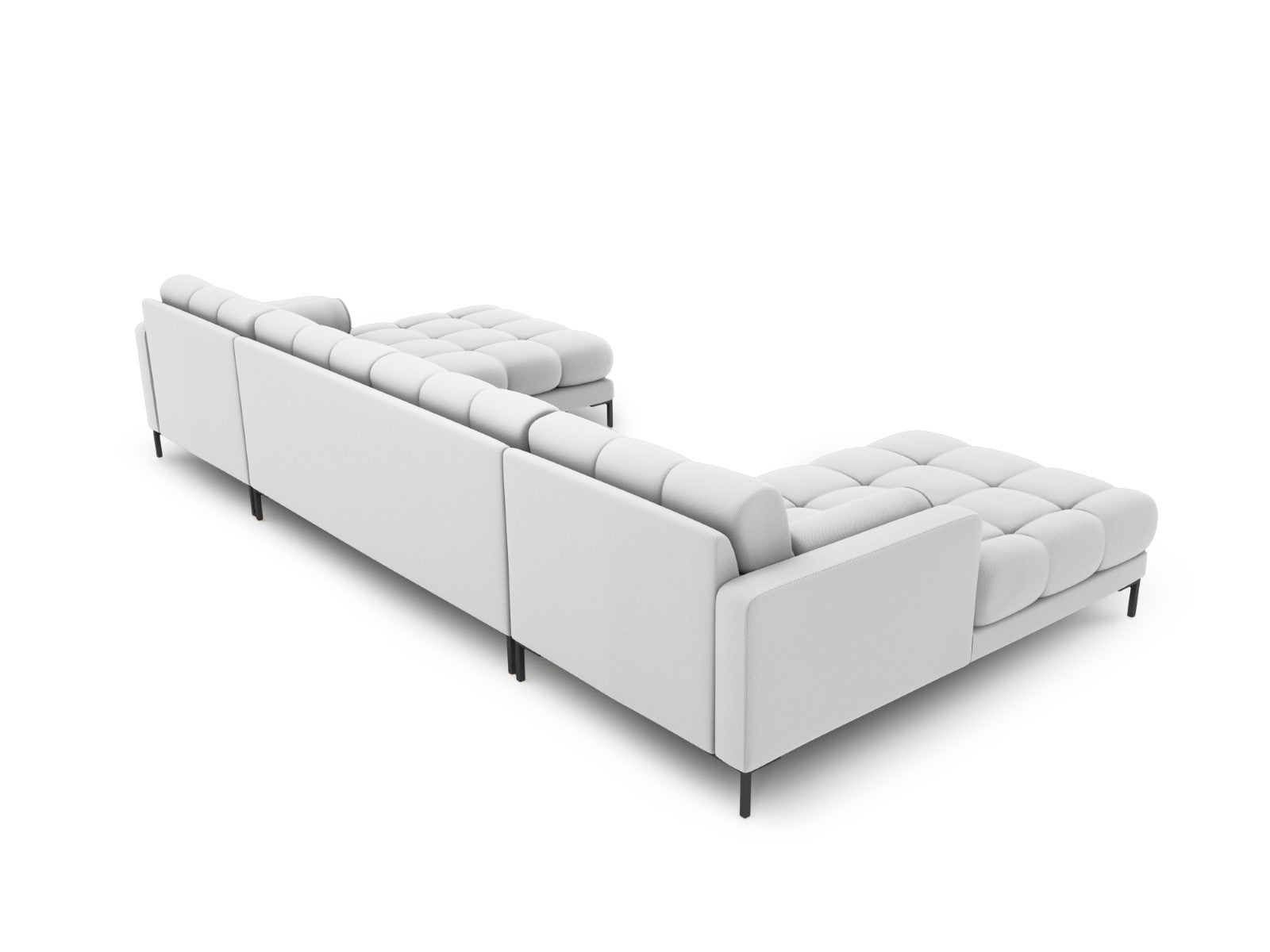 Cosmopolitan Design - Divano panoramico "Bali" 7 posti in tessuto strutturato grigio chiaro 