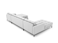 Cosmopolitan Design - Divano panoramico "Bali" 7 posti in tessuto strutturato grigio chiaro 