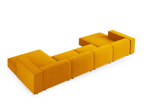 Cosmopolitan Design - Divano panoramico "Arendal" 6 posti in velluto giallo 