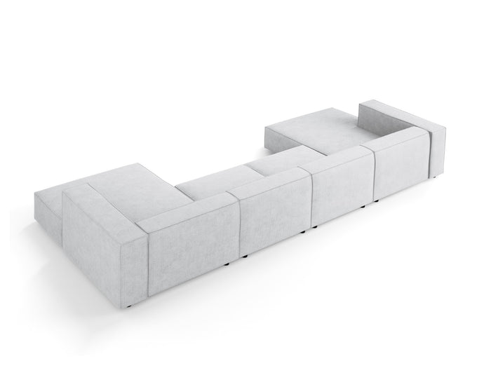 Cosmopolitan Design - Divano panoramico "Arendal" 6 posti in ciniglia con effetto a coste grigio chiaro 