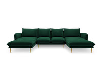 Cosmopolitan Design - Divano panoramico "Vienna" 6 posti in velluto verde bottiglia 