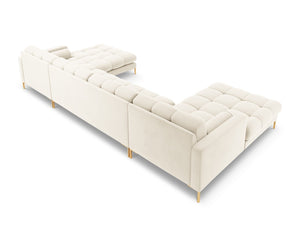 Cosmopolitan Design - Divano panoramico "Bali" 7 posti in velluto beige chiaro 