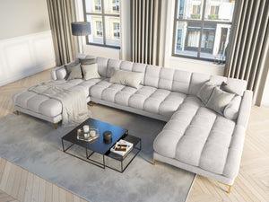 Cosmopolitan Design - Divano panoramico "Bali" 7 posti in velluto argento 