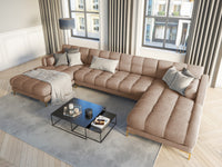 Cosmopolitan Design - Divano panoramico "Bali" 7 posti in velluto beige 