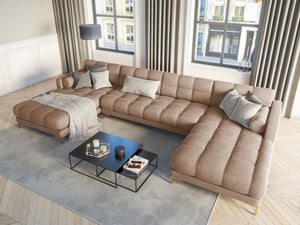 Cosmopolitan Design - Divano panoramico "Bali" 7 posti in velluto beige 