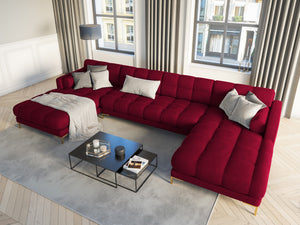 Cosmopolitan Design - Divano panoramico "Bali" 7 posti in velluto rosso 