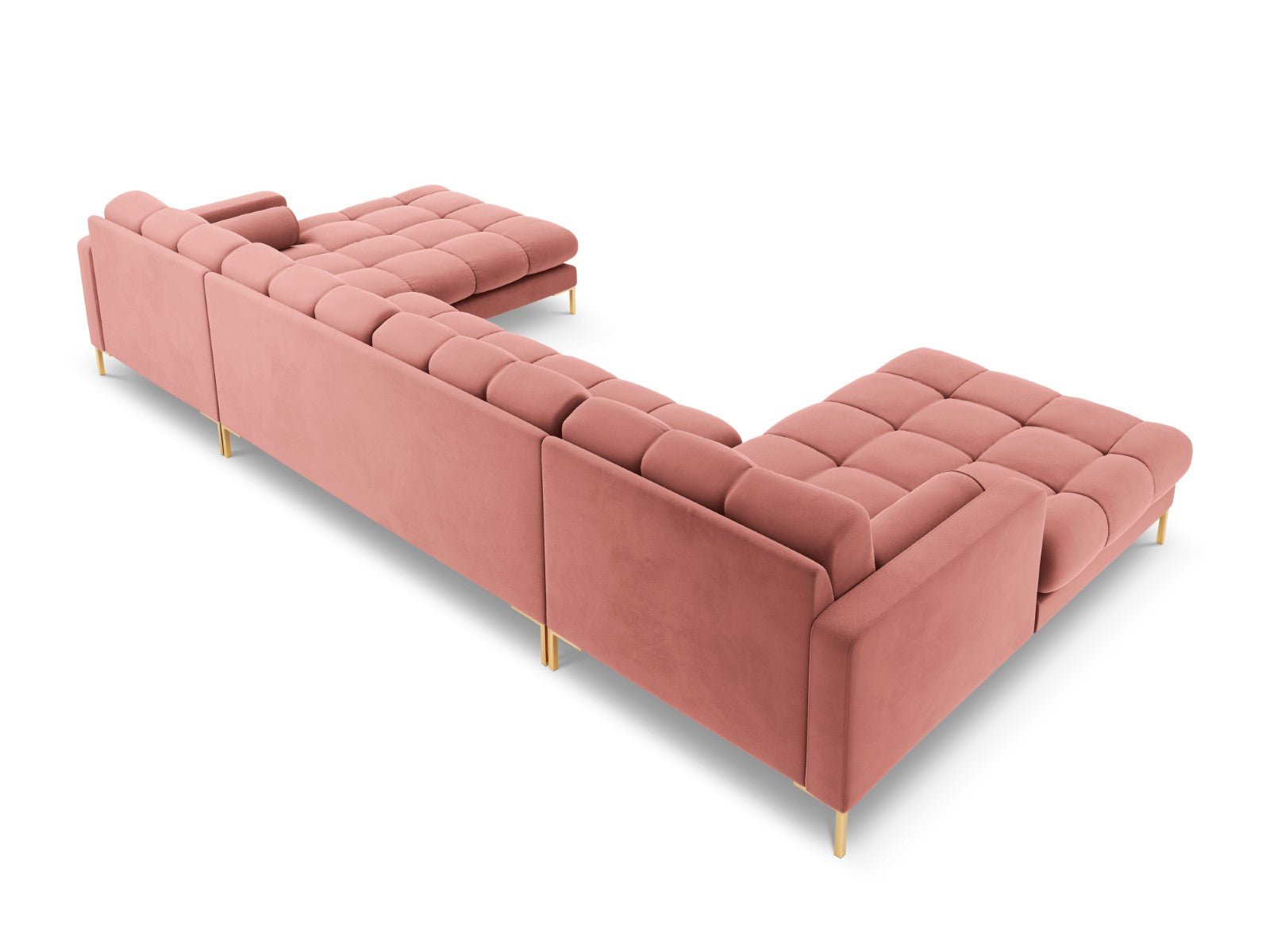 Cosmopolitan Design - Divano panoramico "Bali" 7 posti in velluto rosa 