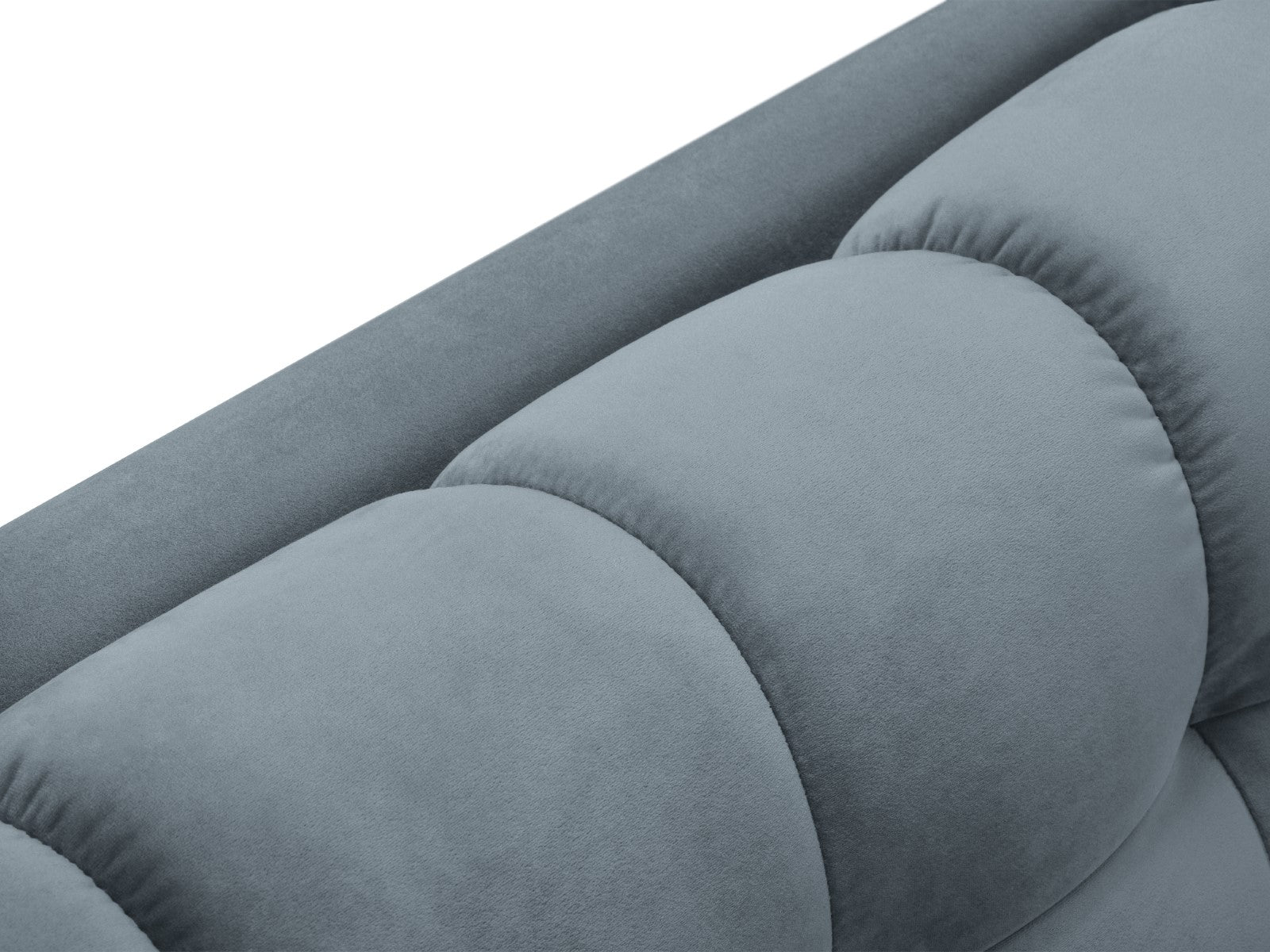 Cosmopolitan Design - Divano panoramico "Bali" 7 posti in velluto azzurro 