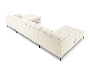Cosmopolitan Design - Divano panoramico "Bali" 7 posti in velluto beige chiaro 
