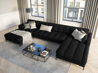 Cosmopolitan Design - Divano panoramico "Bali" 7 posti in velluto nero 