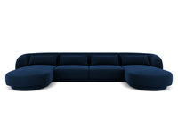 Cosmopolitan Design - Divano panoramico "Tulum" 5 posti in velluto blu reale 