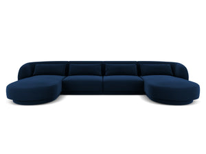 Cosmopolitan Design - Divano panoramico "Tulum" 5 posti in velluto blu reale 