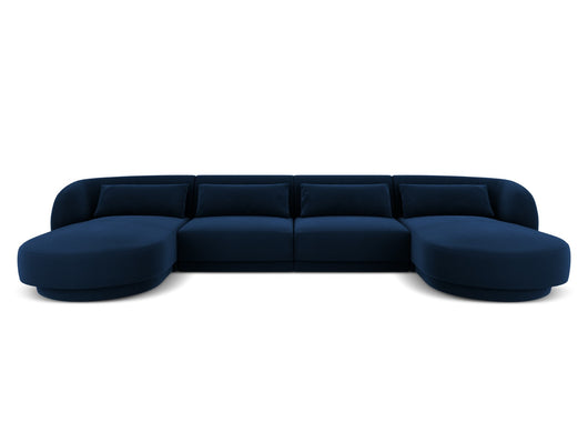 Cosmopolitan Design - Divano panoramico "Tulum" 5 posti in velluto blu reale 