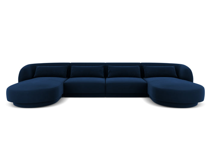 Cosmopolitan Design - Divano panoramico "Tulum" 5 posti in velluto blu reale 