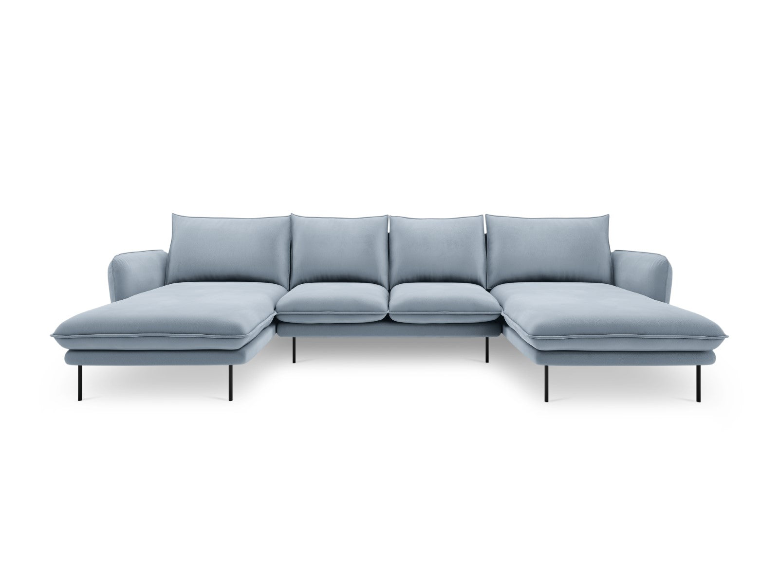 Cosmopolitan Design - Divano panoramico "Vienna" 6 posti in velluto azzurro 