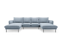 Cosmopolitan Design - Divano panoramico "Vienna" 6 posti in velluto azzurro 