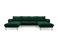 Cosmopolitan Design - Divano panoramico "Vienna" 6 posti in velluto verde bottiglia 