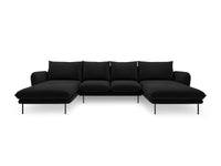 Cosmopolitan Design - Divano panoramico "Vienna" 6 posti in velluto nero 