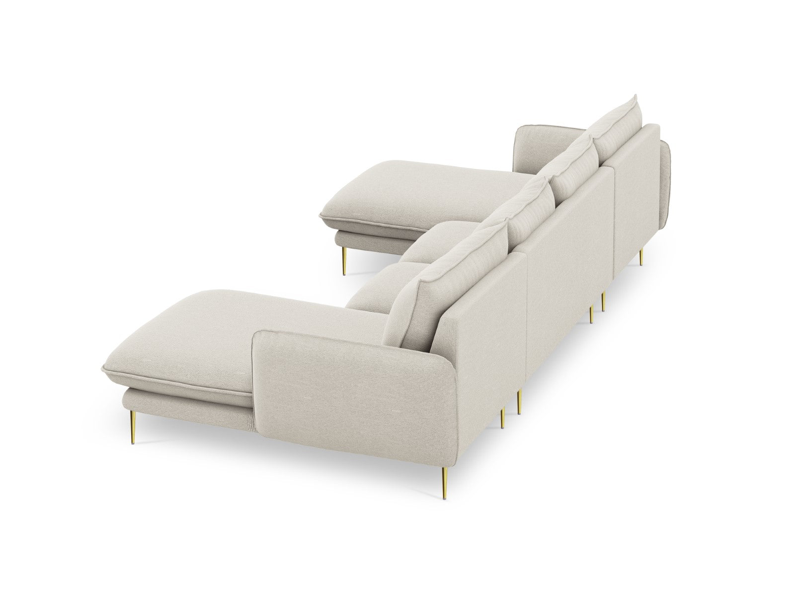 Cosmopolitan Design - Divano panoramico "Vienna" 6 posti in tessuto strutturato beige chiaro 