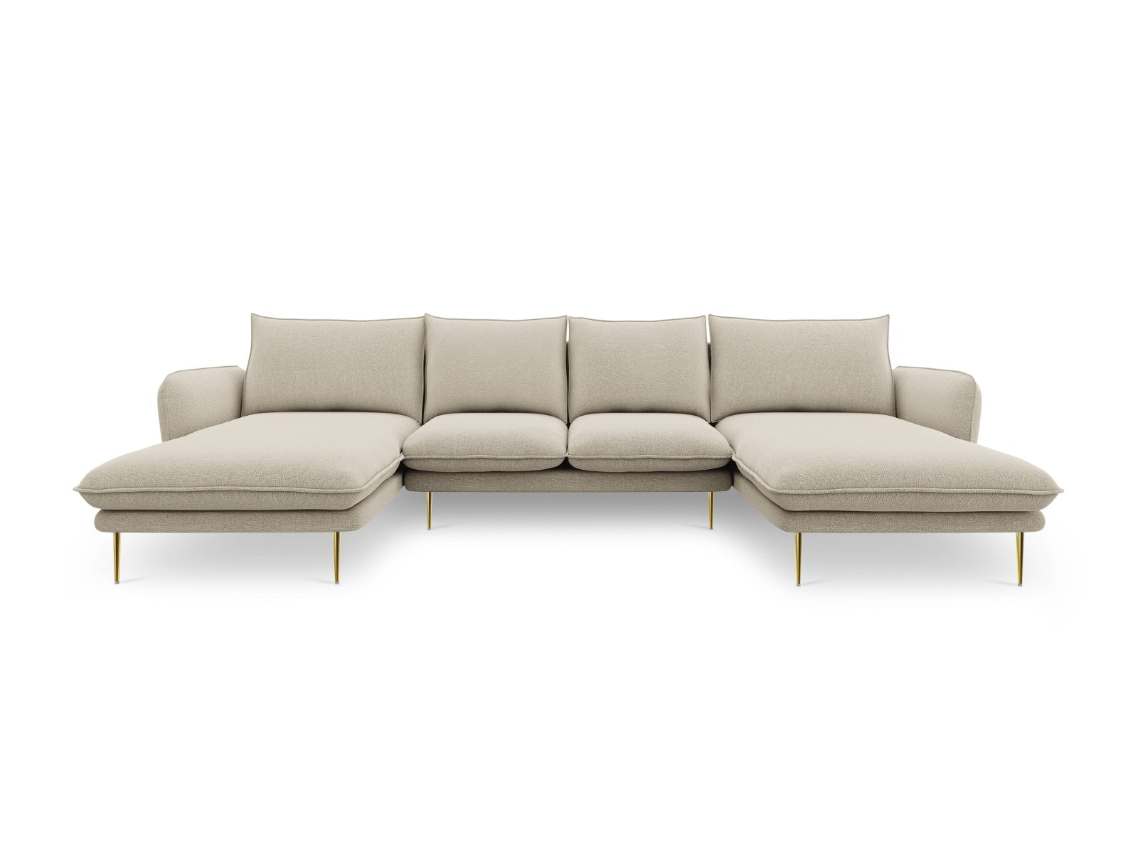Cosmopolitan Design - Divano panoramico "Vienna" 6 posti in tessuto strutturato beige 