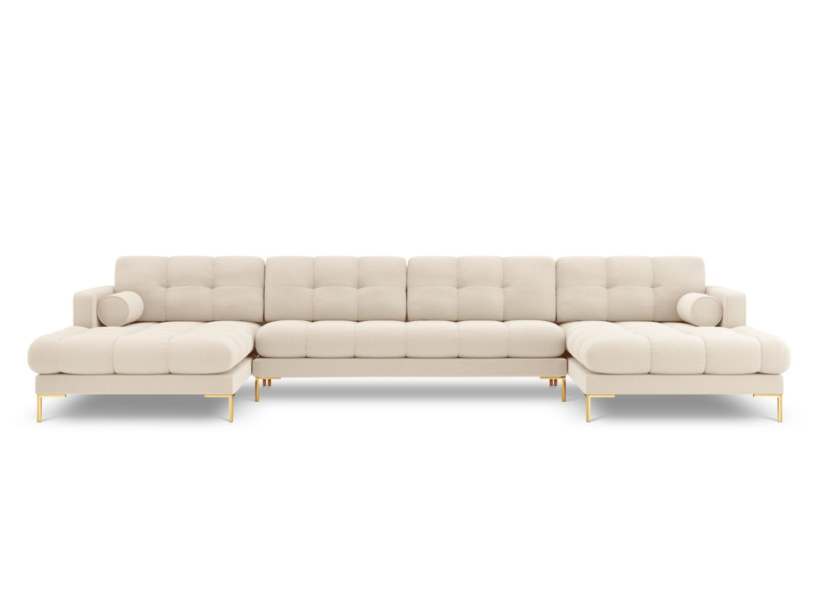 Cosmopolitan Design - Divano panoramico "Bali" 7 posti in tessuto strutturato beige chiaro 