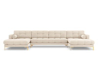 Cosmopolitan Design - Divano panoramico "Bali" 7 posti in tessuto strutturato beige chiaro 
