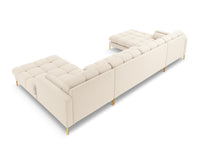 Cosmopolitan Design - Divano panoramico "Bali" 7 posti in tessuto strutturato beige chiaro 