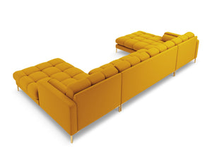 Cosmopolitan Design - Divano panoramico "Bali" 7 posti in tessuto strutturato giallo 