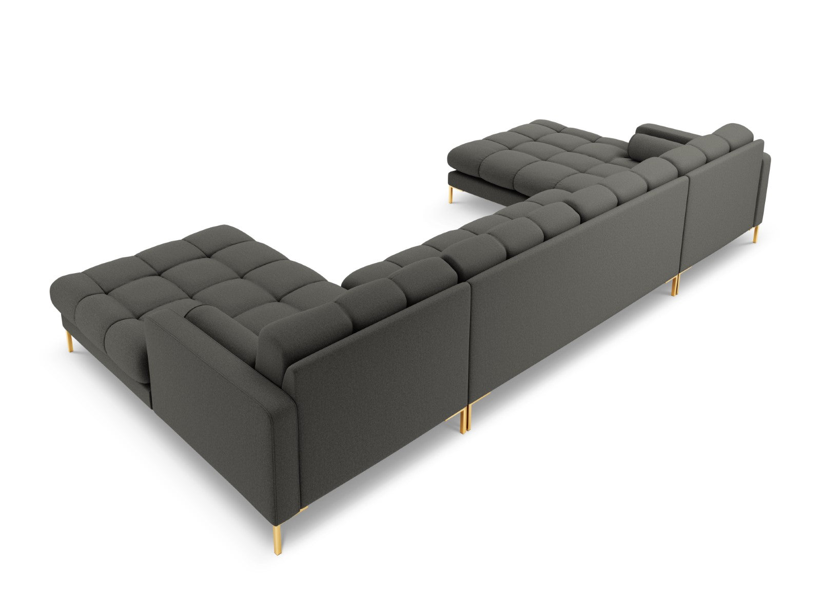 Cosmopolitan Design - Divano panoramico "Bali" 7 posti in tessuto strutturato grigio scuro 