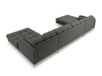 Cosmopolitan Design - Divano panoramico "Bali" 7 posti in tessuto strutturato grigio scuro 