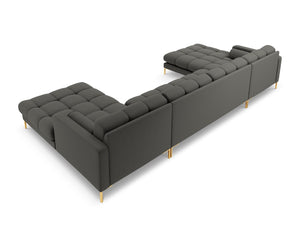 Cosmopolitan Design - Divano panoramico "Bali" 7 posti in tessuto strutturato grigio scuro 