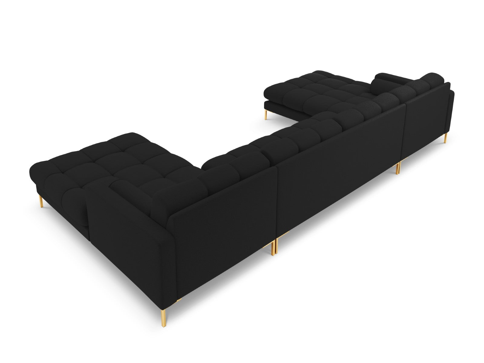 Cosmopolitan Design - Divano panoramico "Bali" 7 posti in tessuto strutturato nero 